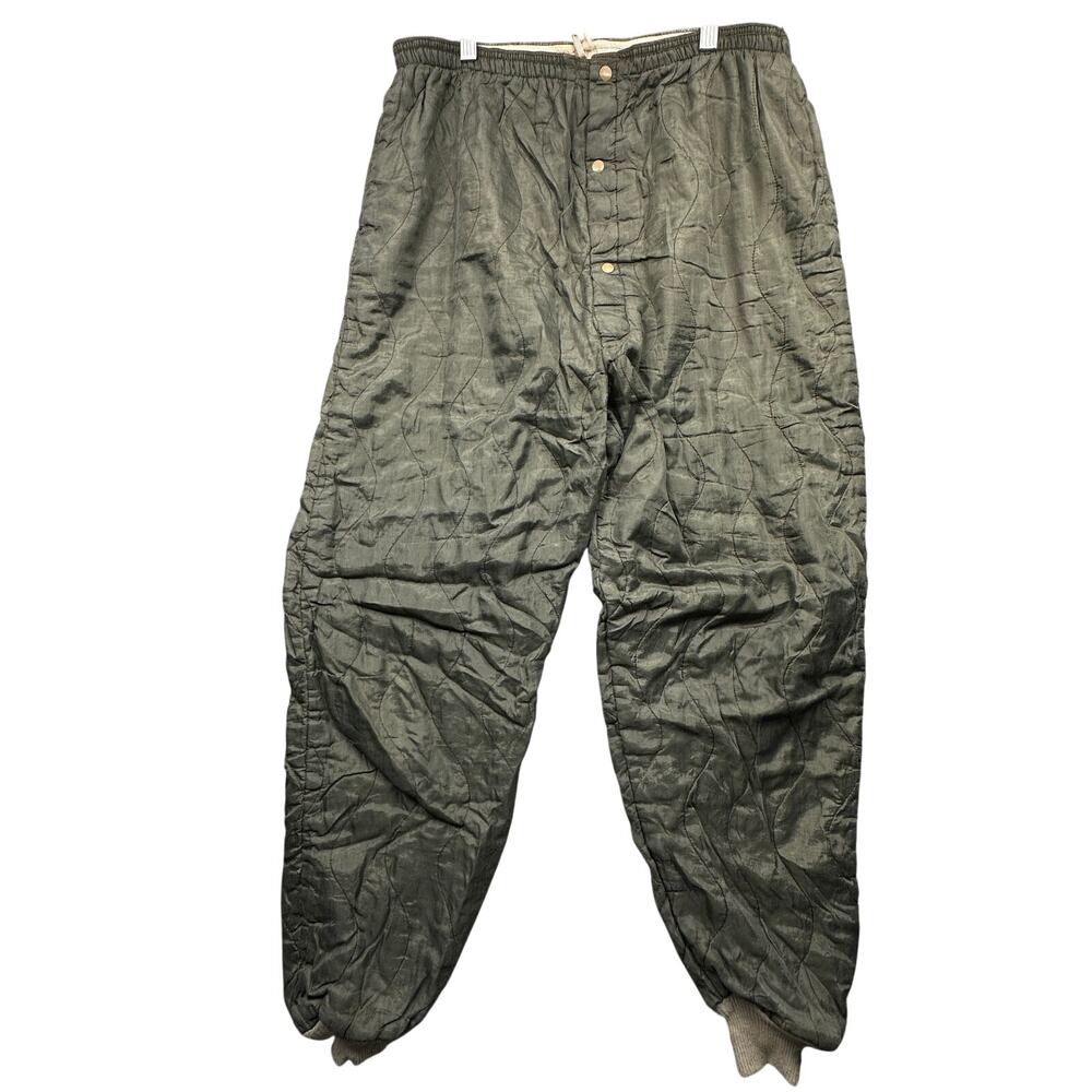 Vintage 50s 60s Air Force Military Liner Quilted Pants Mens Large Button Green